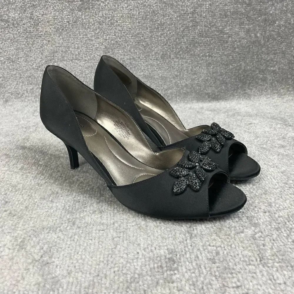 Bandolino Women’s Size 9.5 Boniella Black Stiletto Pump Heels Embellished